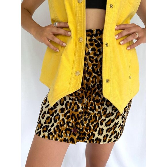 90s vintage Versace Jeans Couture womens yellow collared cotton button up vest - Picture 6 of 8